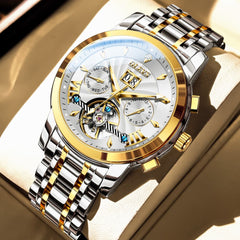 OLEVS Open Heart Multifunction Automatic Mechanical Watch 9965 Big Date for Men