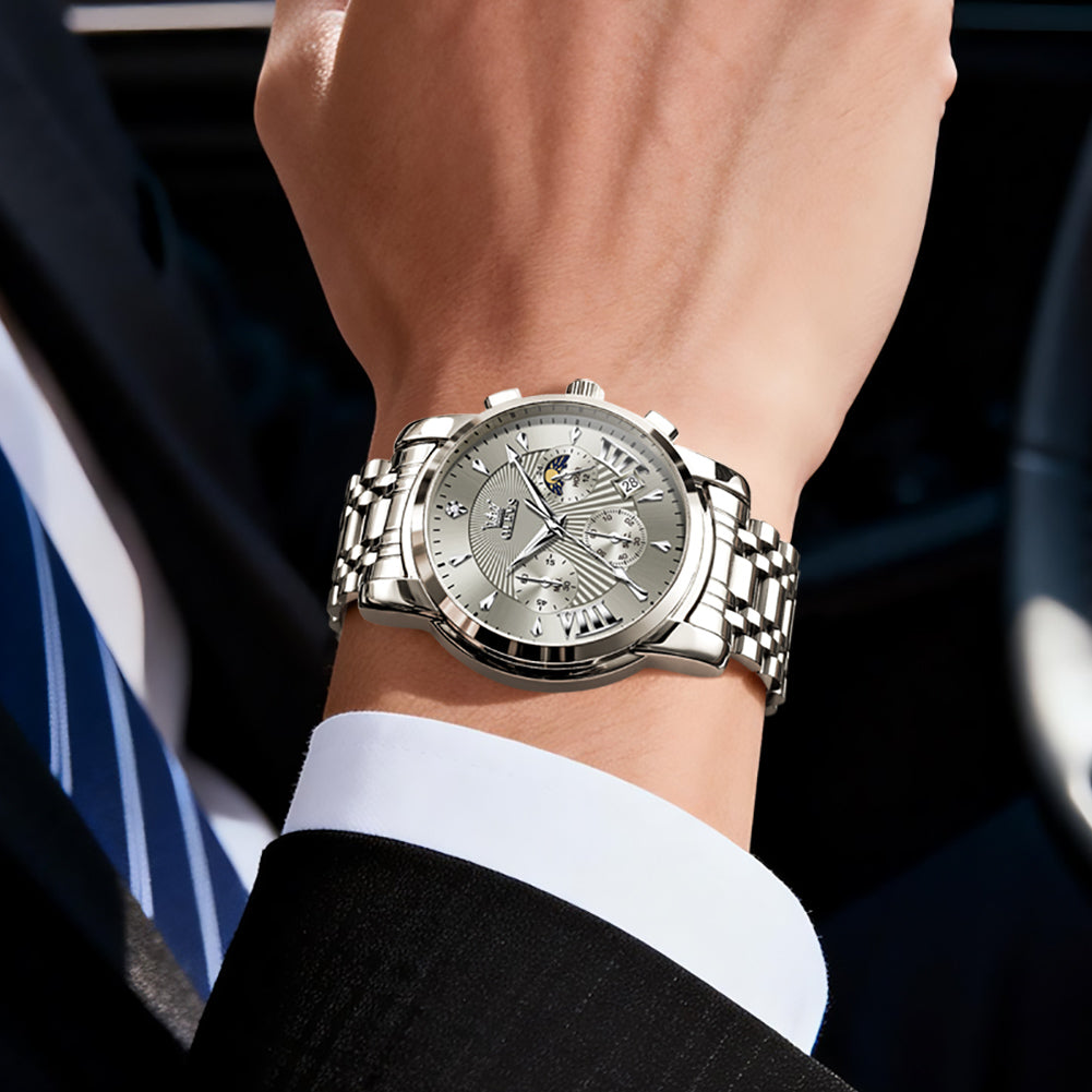 OLEVS 2892 Steel Chronograph Quartz Watch for Men