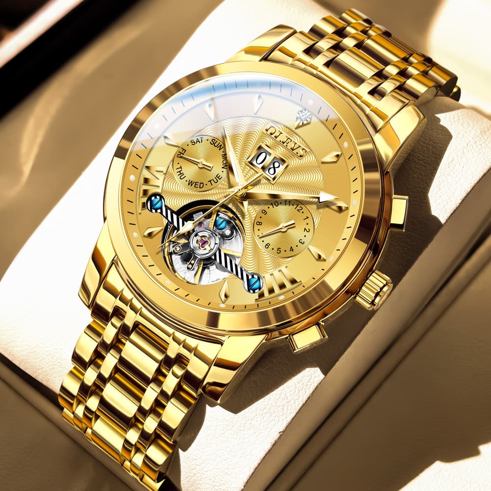 OLEVS Open Heart Multifunction Automatic Mechanical Watch 9965 Big Date for Men