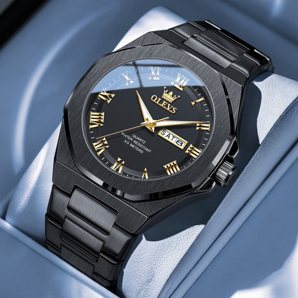 OLEVS 3727 Geometric Luminous Quartz Watch for Men