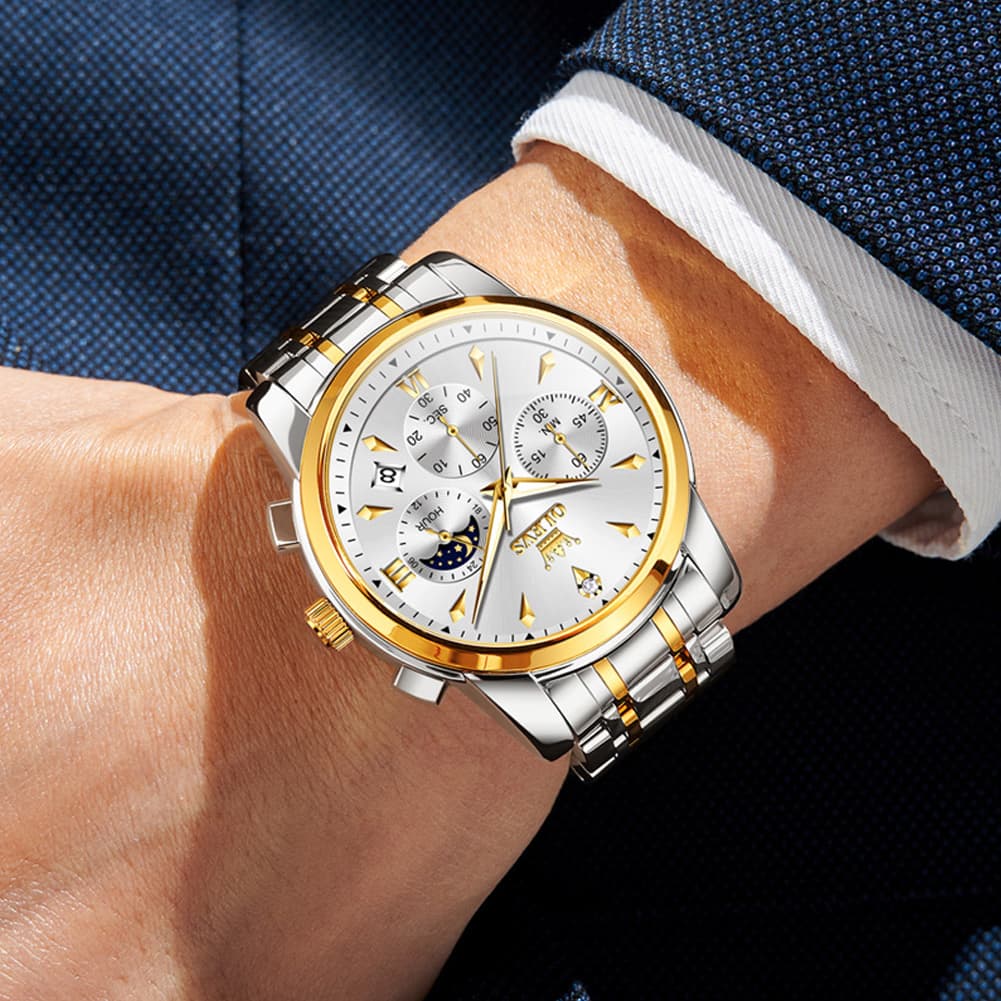 OLEVS 3639 Chronograph Moon Phase Quartz Watch for Men