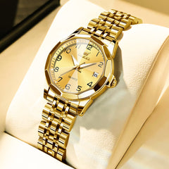 OLEVS 9970 3D Rhombic Faceted Glass Date Watch for Women