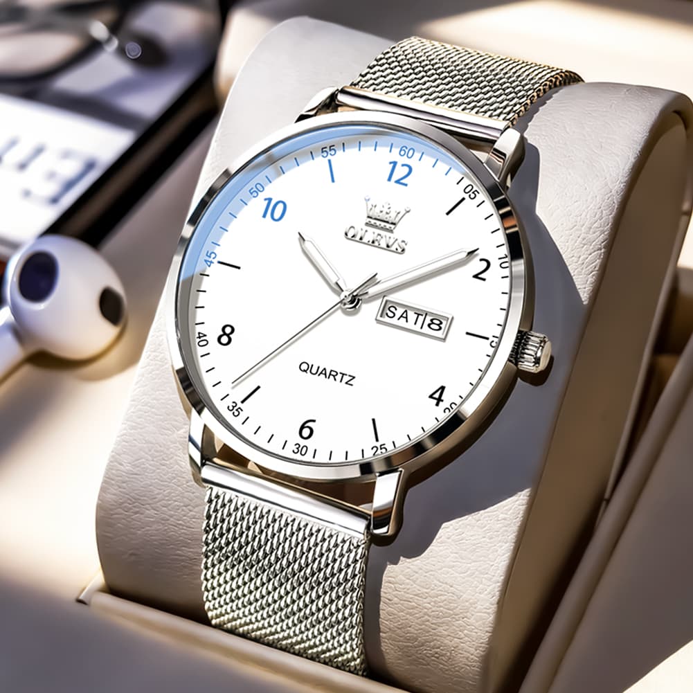 OLEVS 2996 Milanese Steel Minimalist Quartz Watch for Men