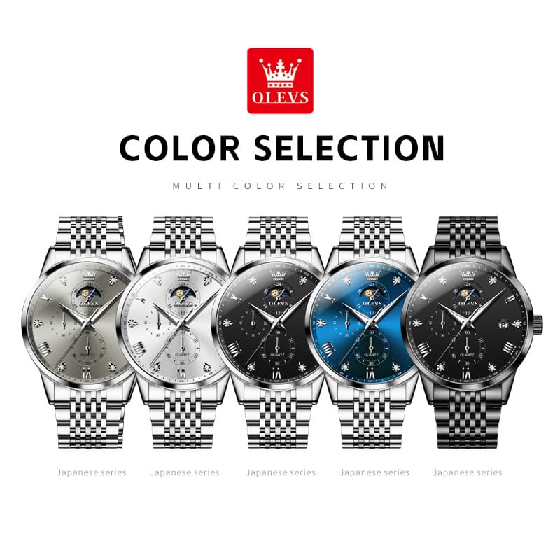OLEVS 2925 Luminous Moon Phase Quartz Watch for Men