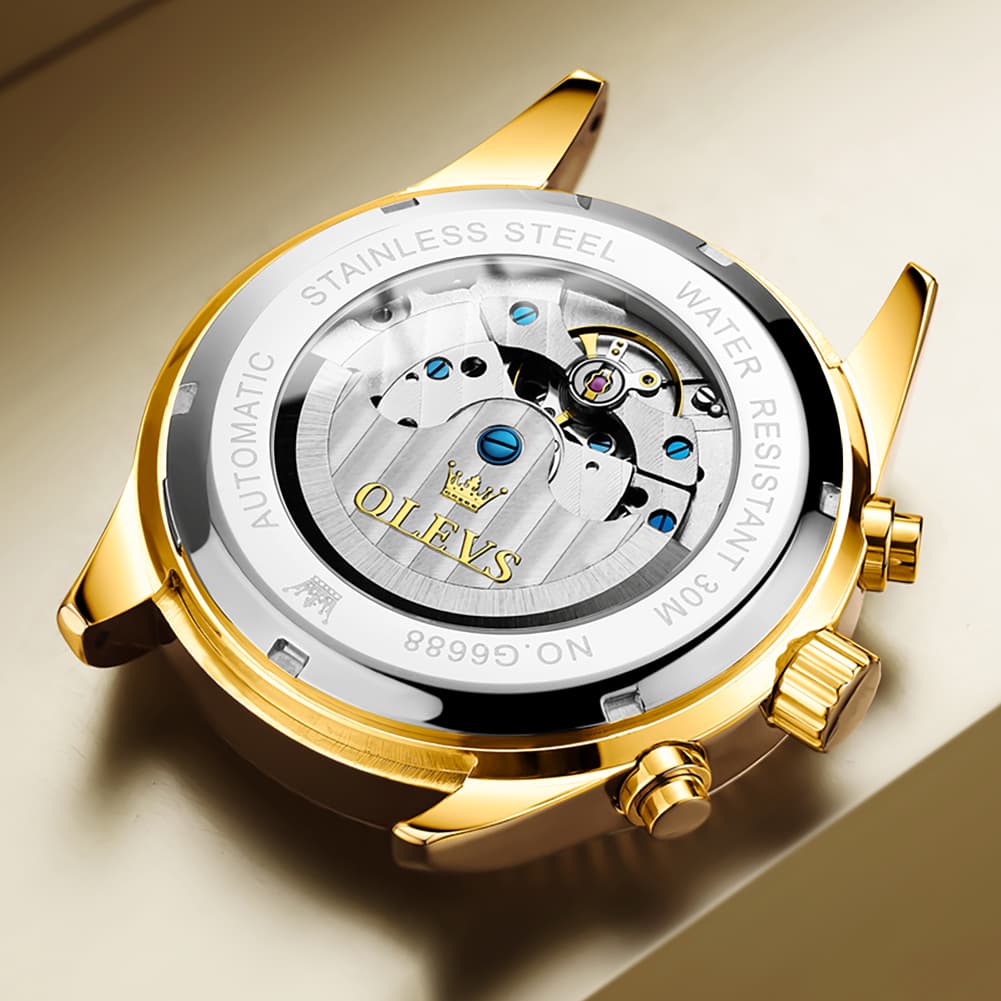 OLEVS 6688 Automatic Moon Phase Stainless Steel Watch for Men
