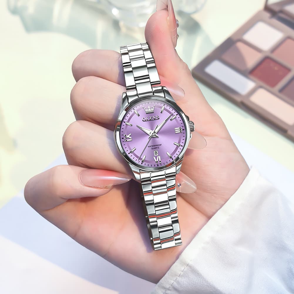 OLEVS 3668 Quartz Pastel Stainless Steel Watch For Women