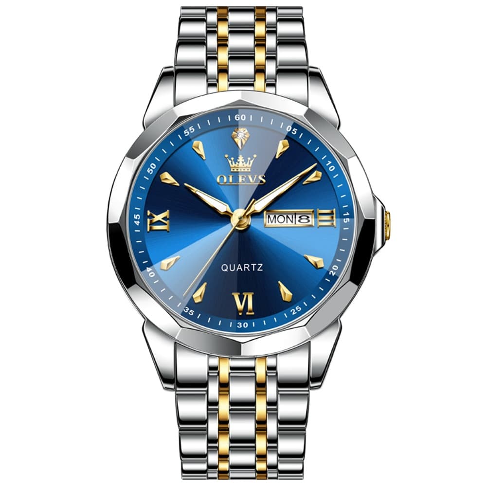 OLEVS 9998 Diamond Cut Glass Couple Dress Watch for Men and Women