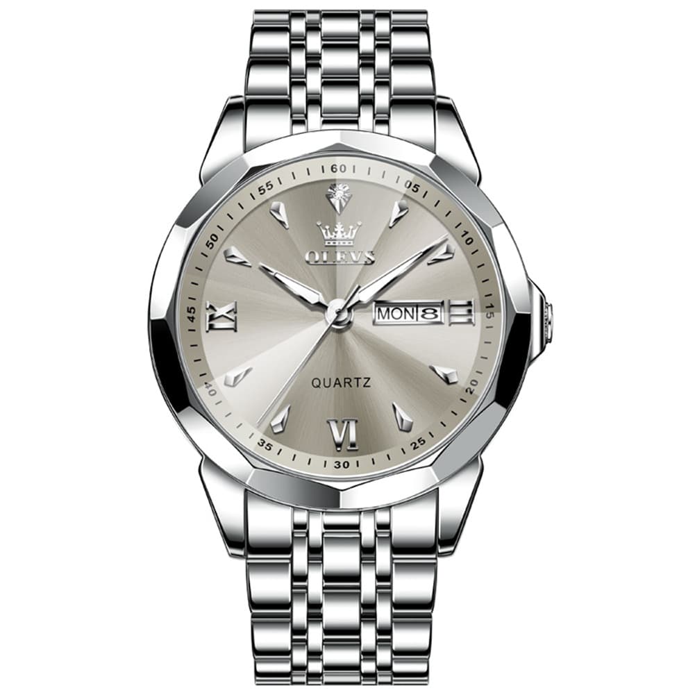OLEVS 9998 Diamond Cut Glass Couple Dress Watch for Men and Women