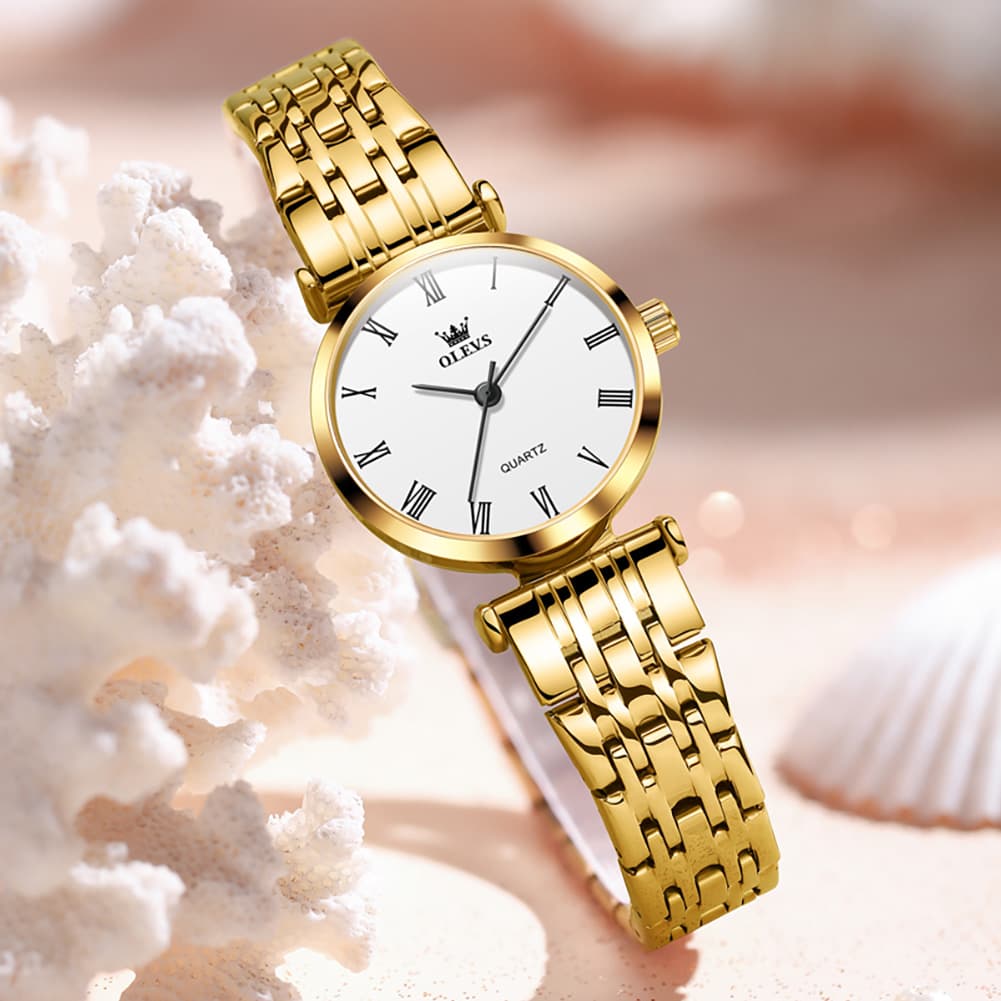 OLEVS Couple Watch Ultra Slim Roman Numerals Stainless Steel Quartz 5592