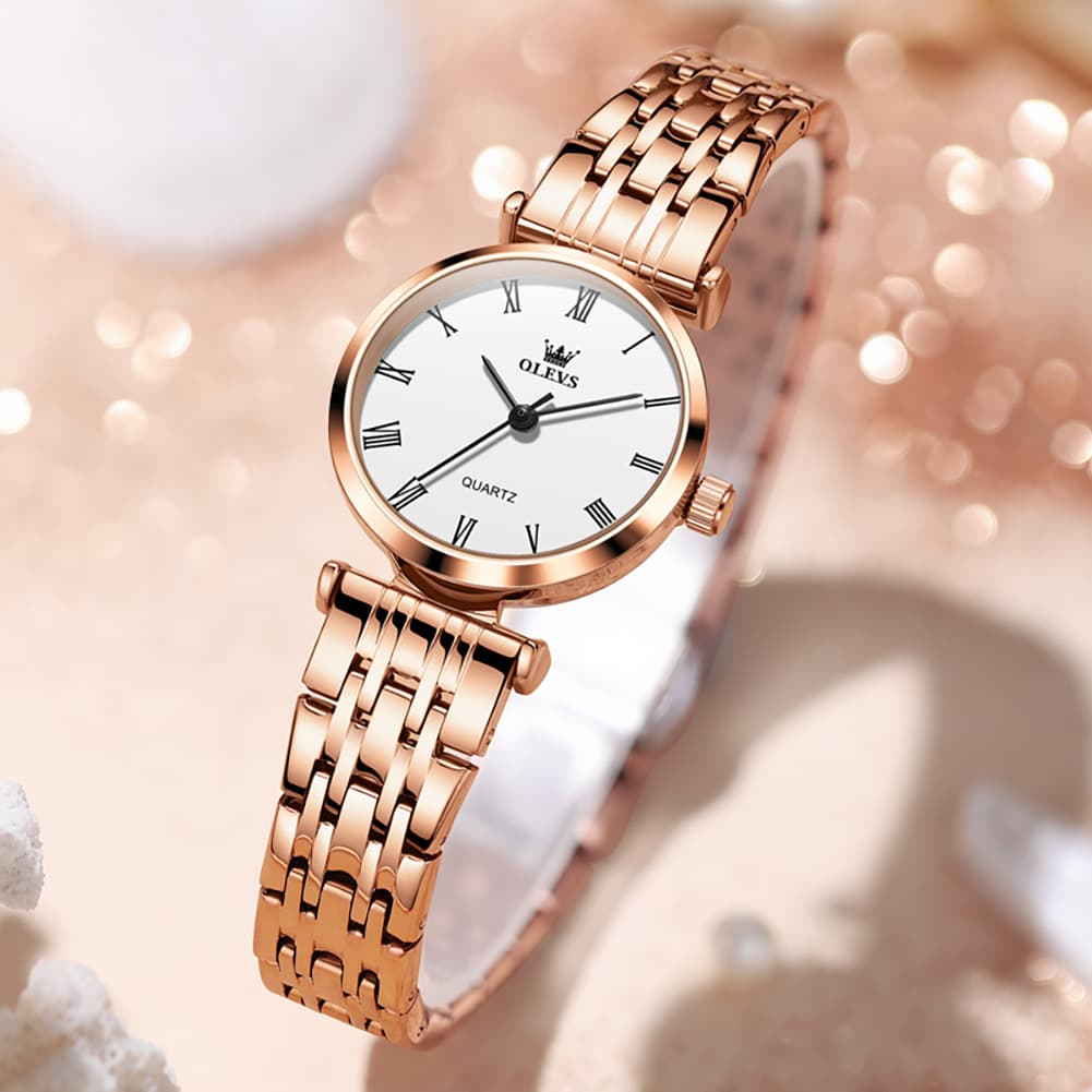 OLEVS Couple Watch Ultra Slim Roman Numerals Stainless Steel Quartz 5592