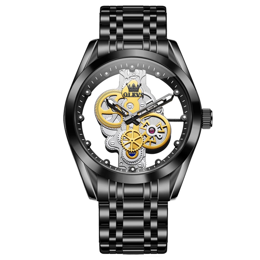 OLEVS 3725 Skeleton Luminous Quartz Watch for Men