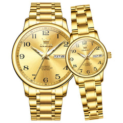 OLEVS 7072 Arabic Numeral Automatic Couples Watch Set