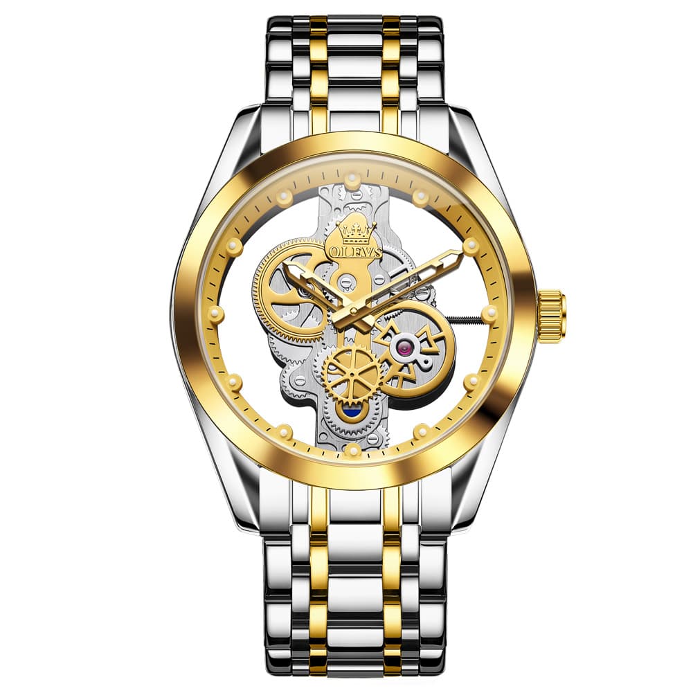 OLEVS 3725 Skeleton Luminous Quartz Watch for Men