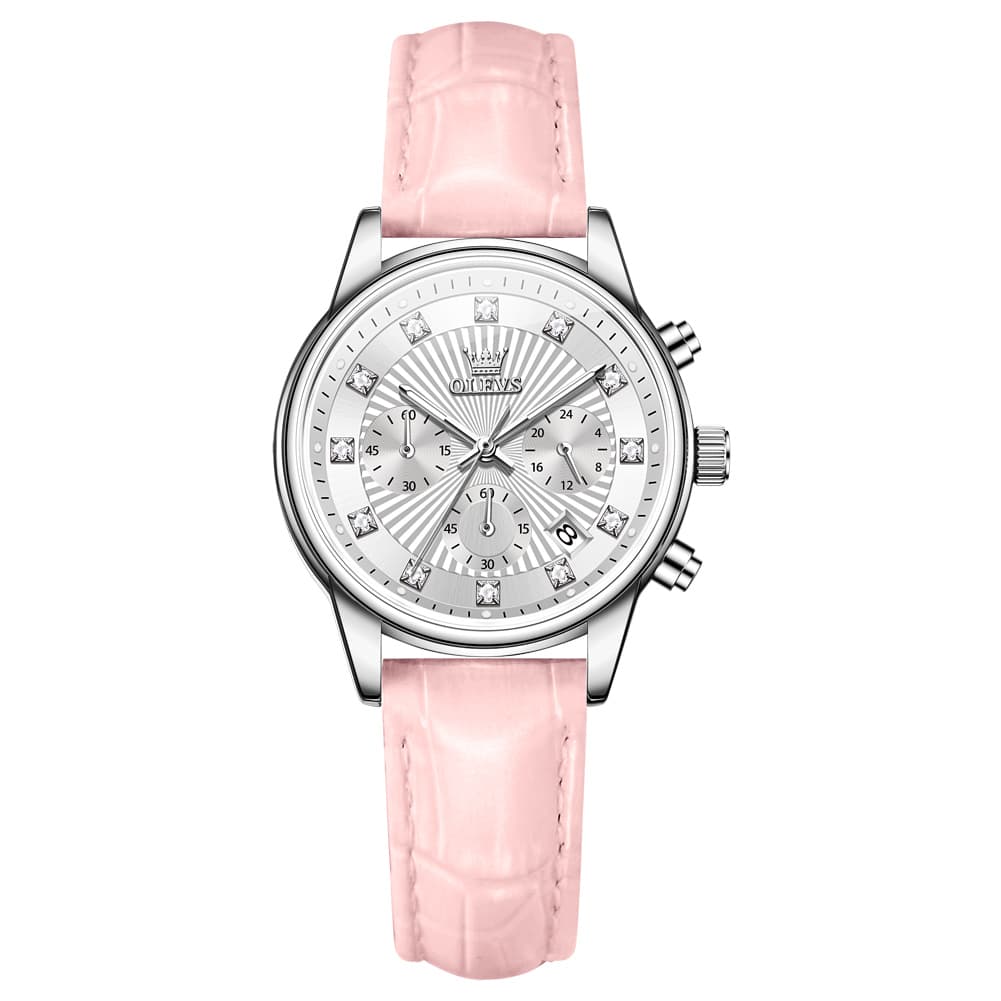 OLEVS 3669 Quartz Multi Dial Diamond Watch For Women