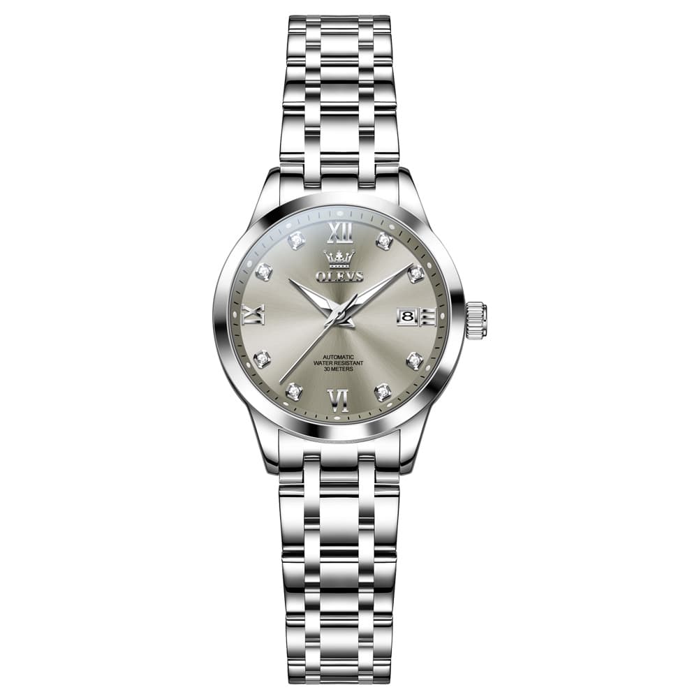 OLEVS Couple Watches Diamond Dial Automatic Mechanical Watch 9946 Steel Band for His and Hers