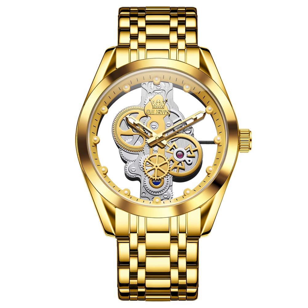 OLEVS 3725 Skeleton Luminous Quartz Watch for Men