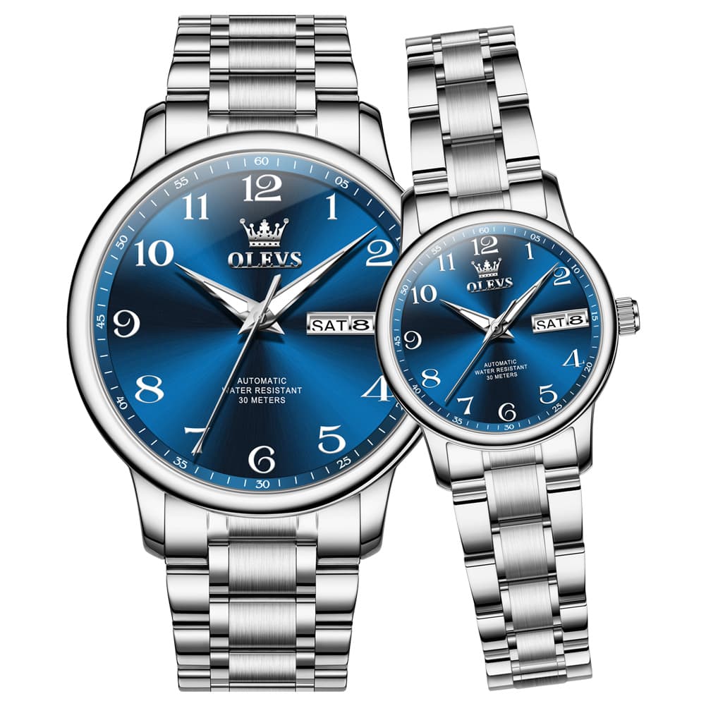 OLEVS 7072 Arabic Numeral Automatic Couples Watch Set