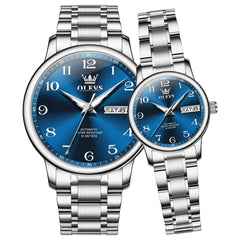 OLEVS 7072 Arabic Numeral Automatic Couples Watch Set