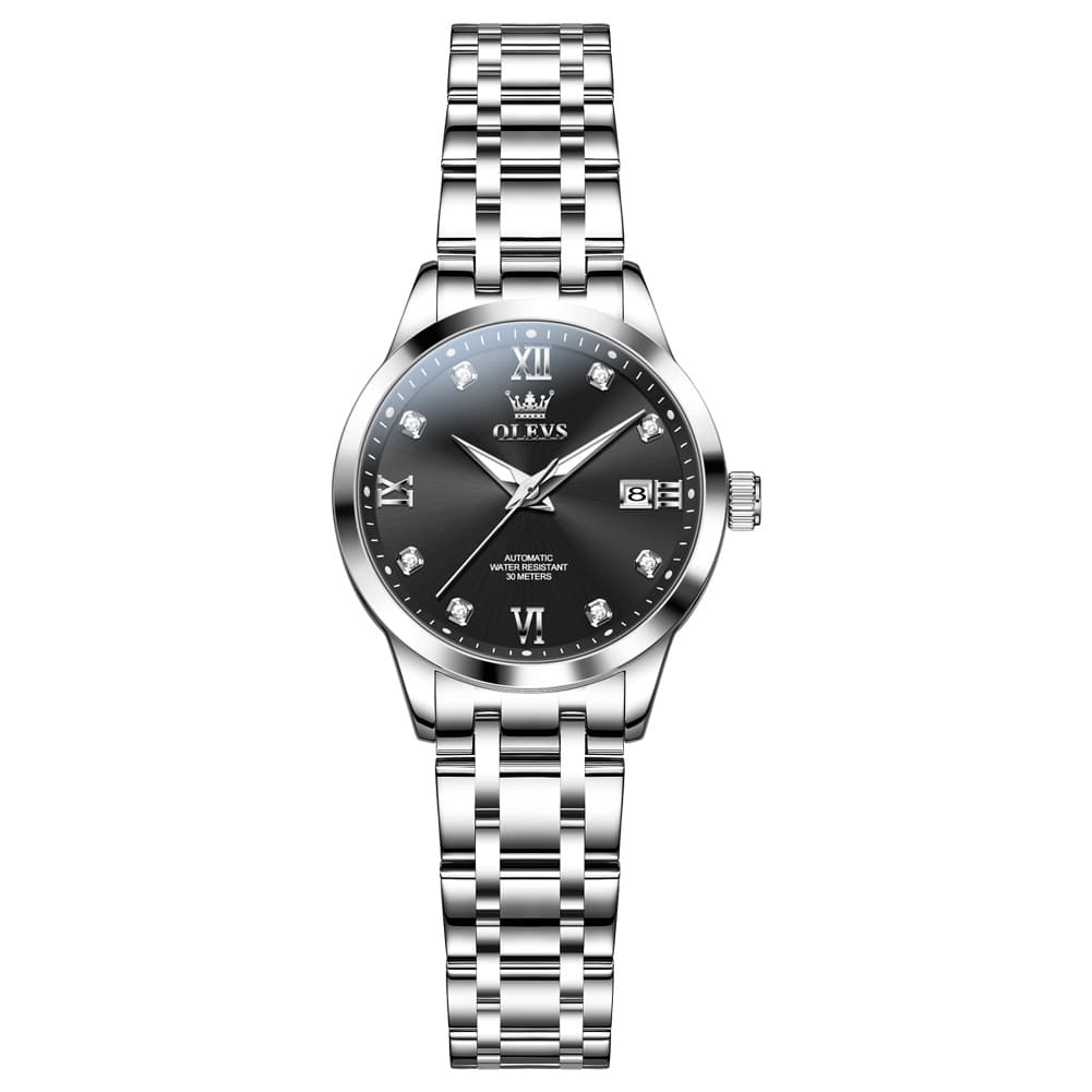 OLEVS Couple Watches Diamond Dial Automatic Mechanical Watch 9946 Steel Band for His and Hers