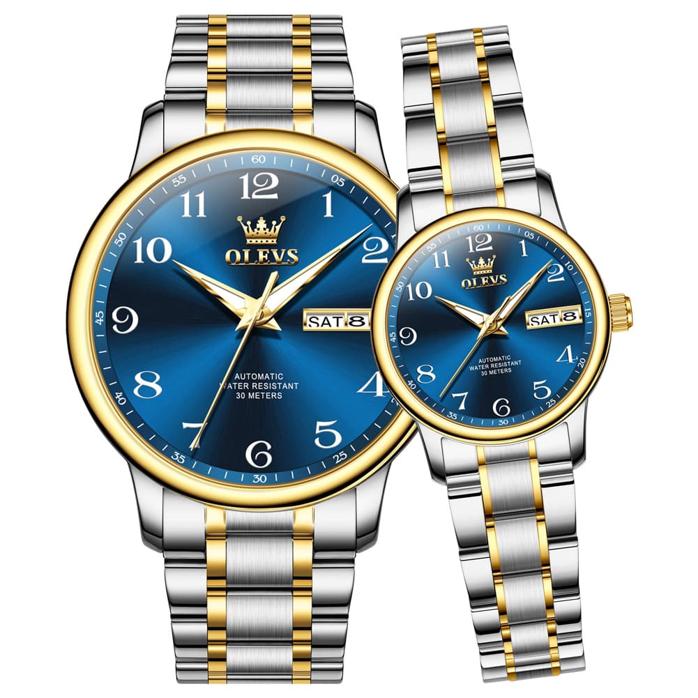 OLEVS 7072 Arabic Numeral Automatic Couples Watch Set