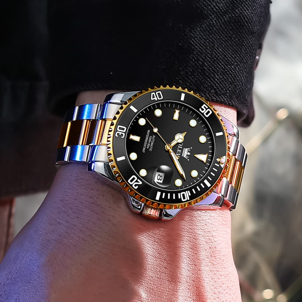 OLEVS 6650 Stainless Steel Mechanical Dive Watch for Men