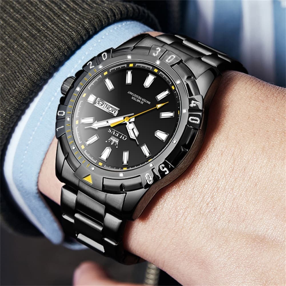 OLEVS Mecha Sport Day Date Watch for Men Stainless Steel 5560