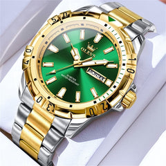 OLEVS Mecha Sport Day Date Watch for Men Stainless Steel 5560