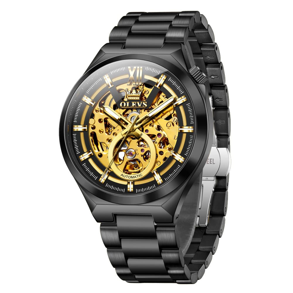 OLEVS 6722 Integrated Geometry Full Skeleton Mechanical Watch For Men
