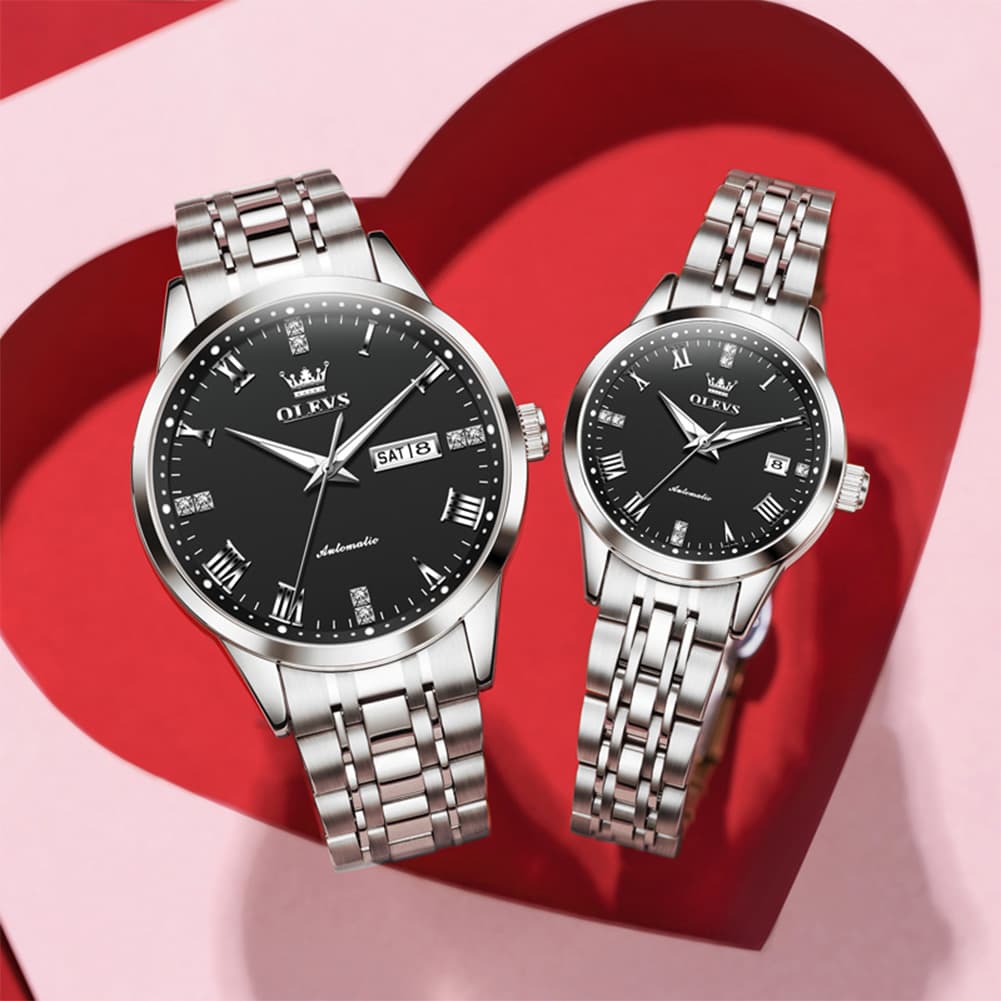 OLEVS 7062 Classic Automatic Couples Watch Set