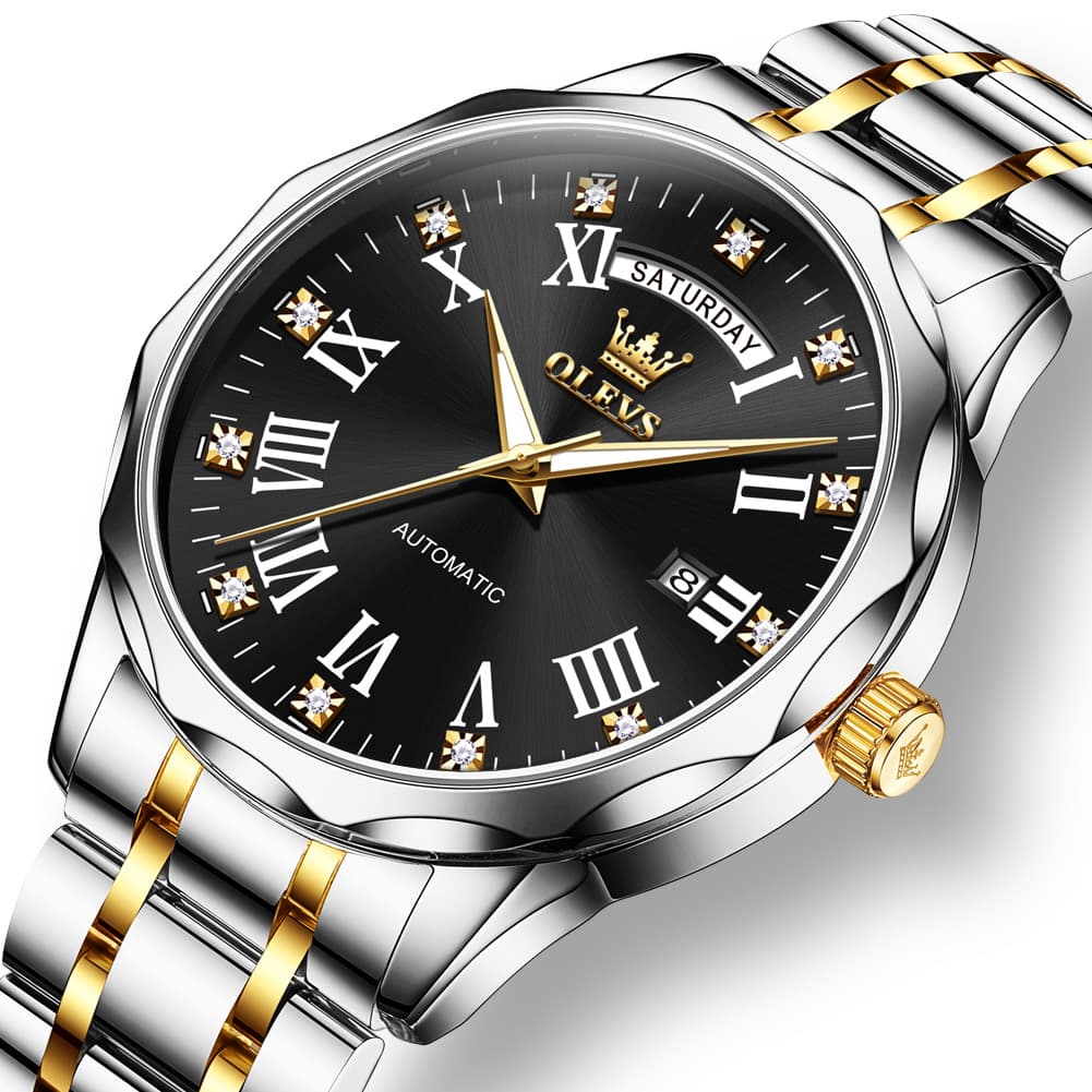 OLEVS 6780 Roman Numerals Day Date Mechanical Watch for Men