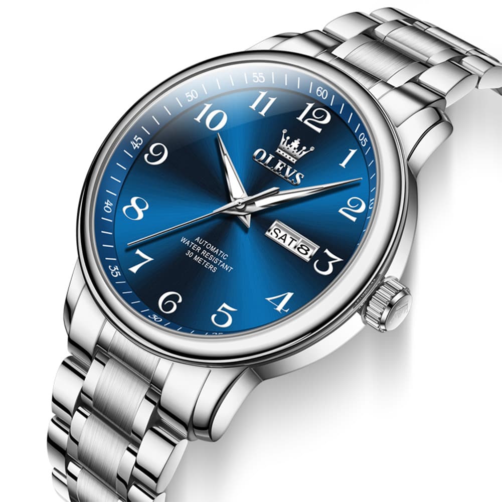 OLEVS 7072 Arabic Numeral Dual Calendar Automatic Watch For Men