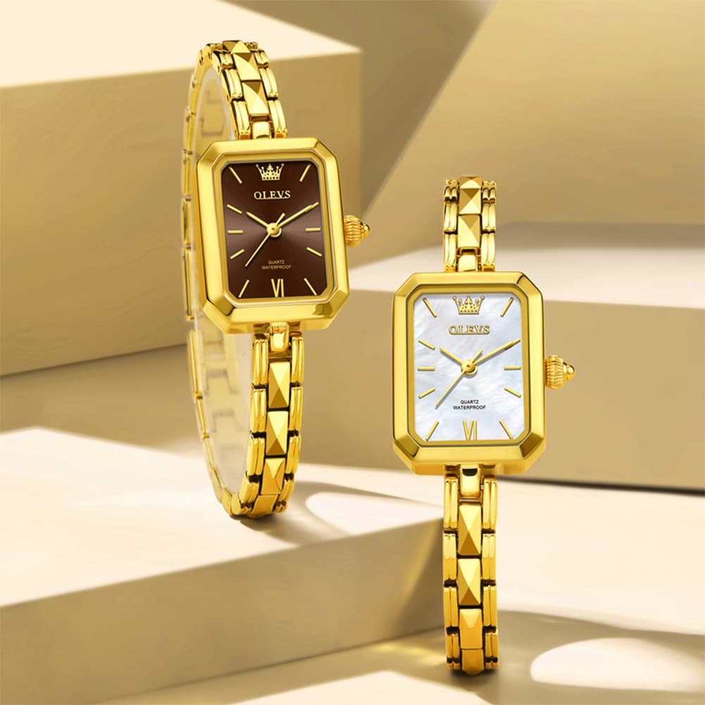 OLEVS 3691 Petite Rectangle Quartz Womens Watch Stainless Steel