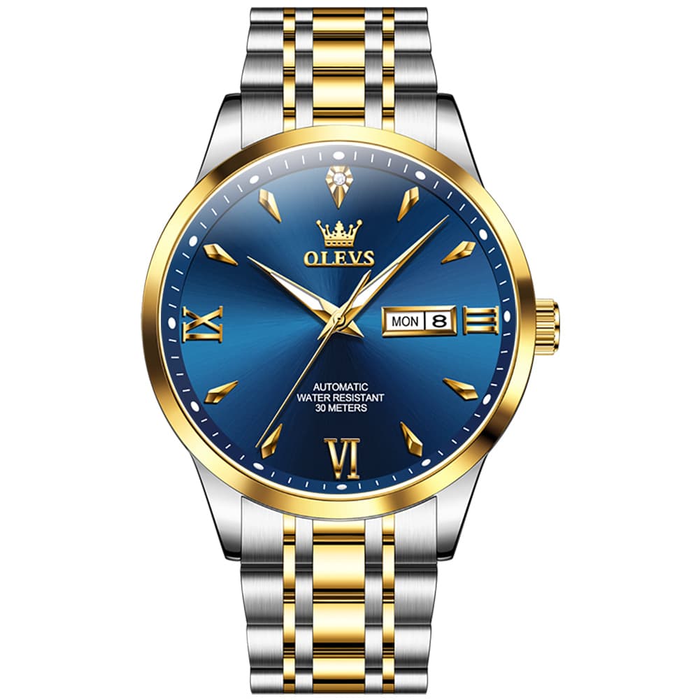 OLEVS Diamond Dial Day Date Automatic Mechanical Watch 9956 for Men