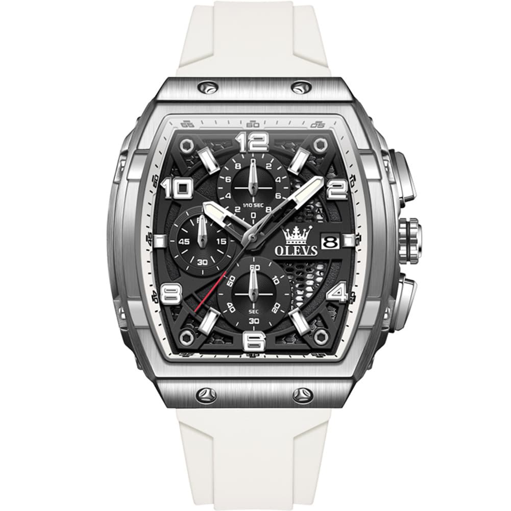 OLEVS 2976 Tonneau Silicone Chronograph Watch for Men