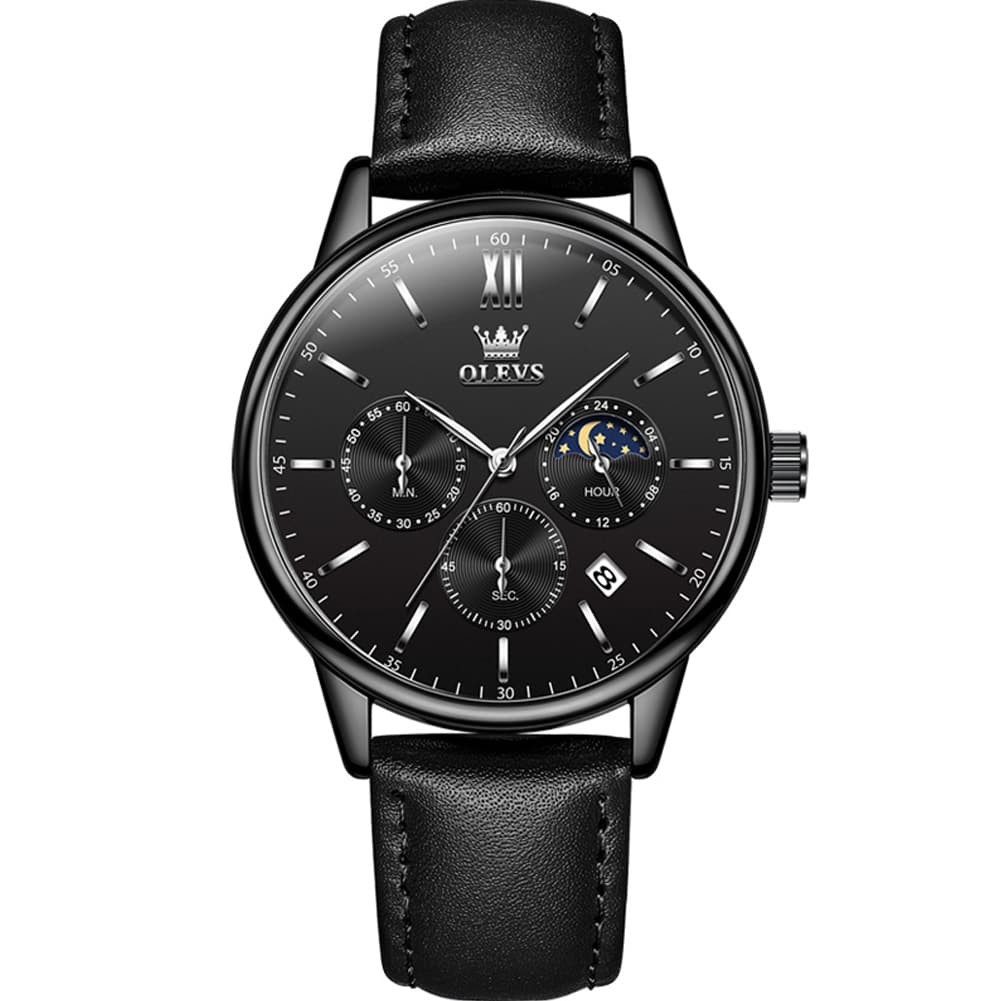 OLEVS 2922 Moon Phase Leather Dress Watch For Men