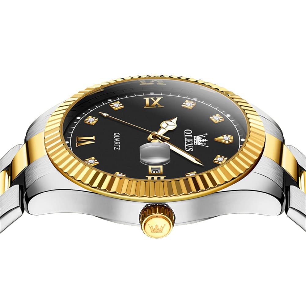 OLEVS 3623 Fluted Bezel Diamond Quartz Watch for Men