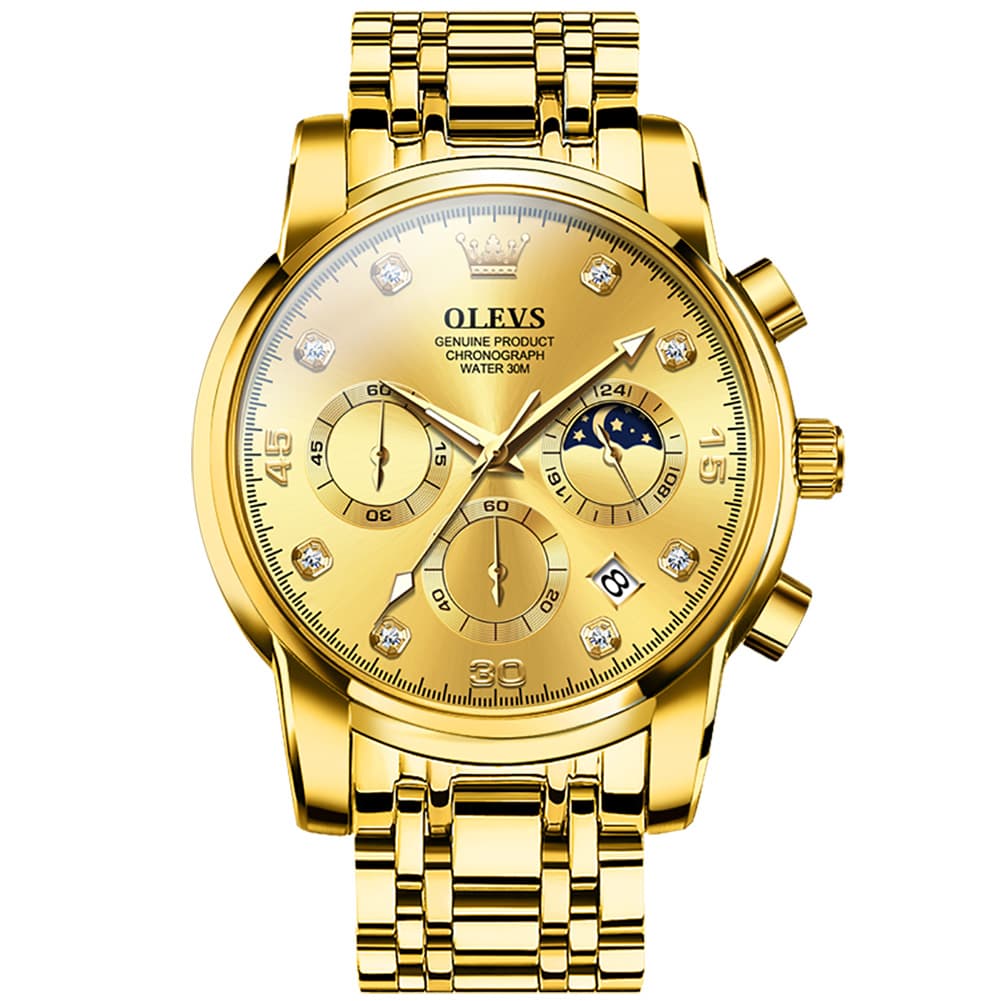 OLEVS 2889 Steel Chronograph Moon Phase Watch for Men