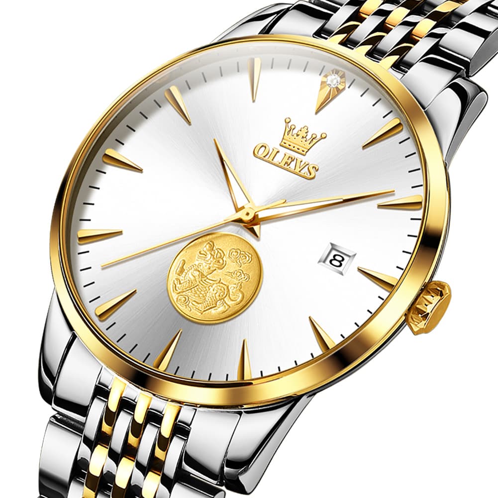 OLEVS 6665 Stainless Steel Pi Xiu Lucky Mechanical Watch for Men