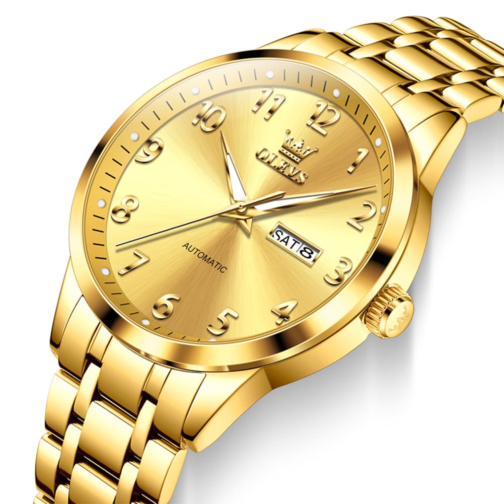 OLEVS 7078 Arabic Numeral Dual Calendar Automatic Watch For Men