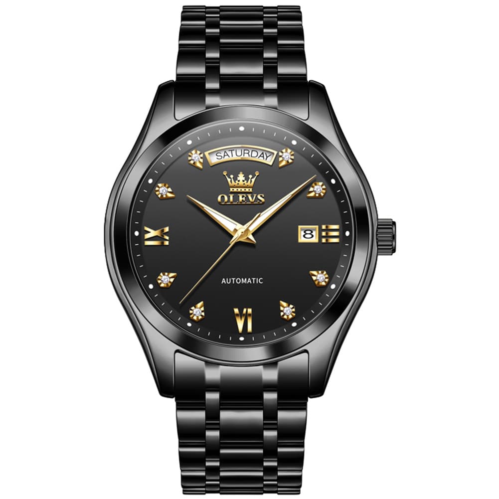 OLEVS 6752 Diamond Dial Day Date Mechanical Watch for Men