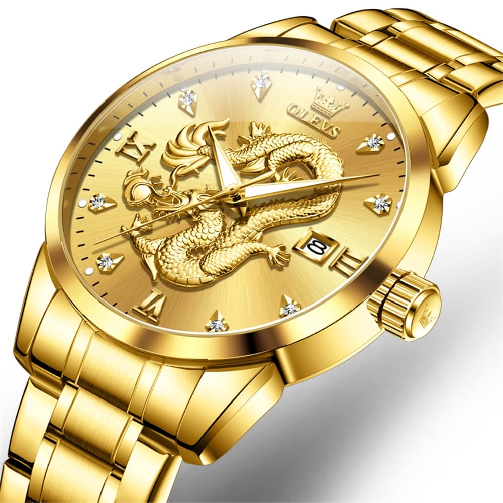 OLEVS 3619 3D Dragon Quartz Watch for Men