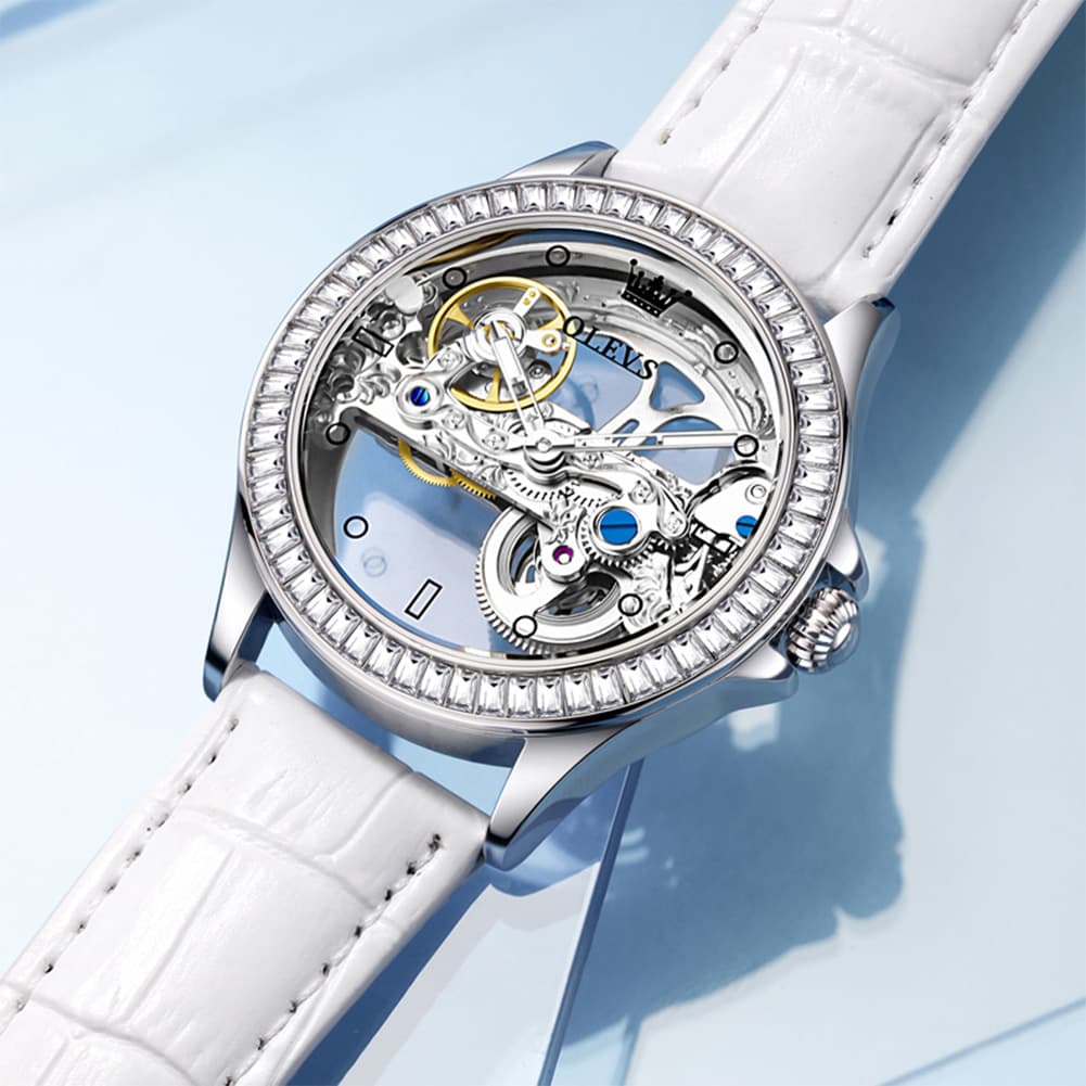OLEVS 6699 Oversized Skeleton Mechanical Watch for Women