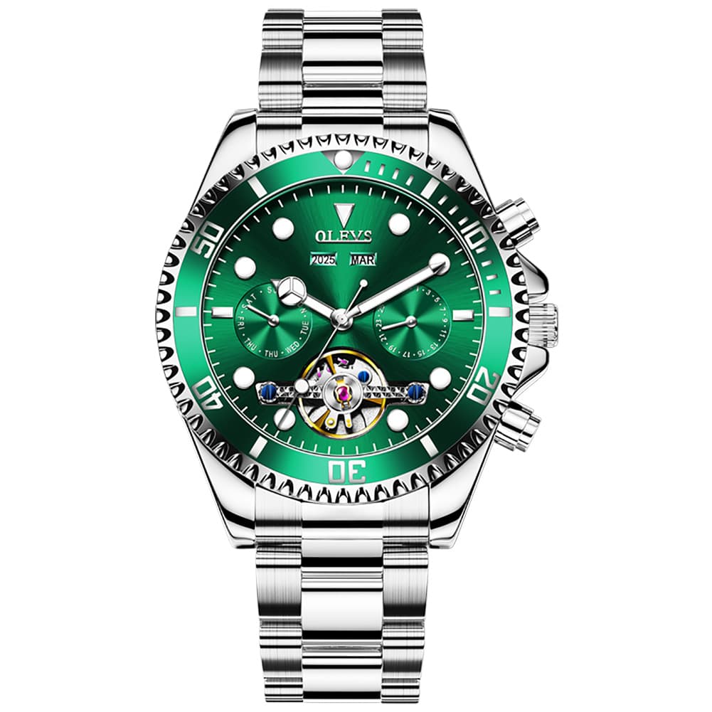 OLEVS 6605 Classic Open Heart Automatic Dive Style Watch for Men