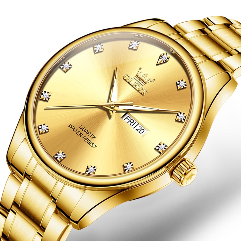 OLEVS 3612 Diamond Dial Quartz Steel Watch for Men