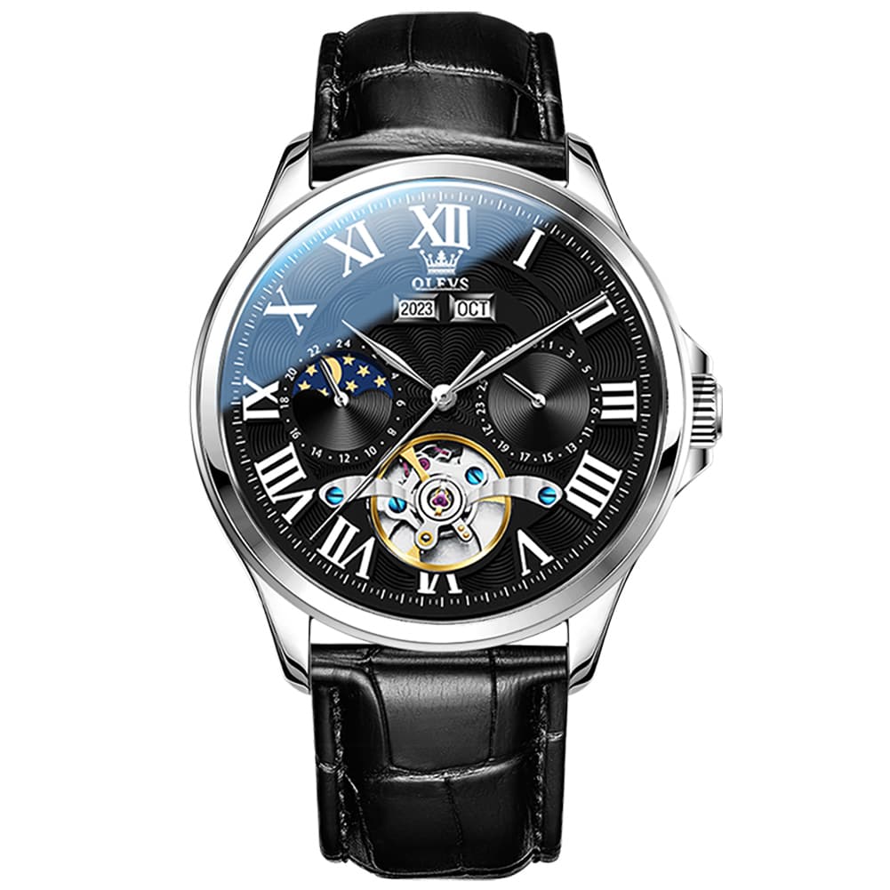 OLEVS 7013 Multi Function Sun and Moon Mechanical Watch for Men
