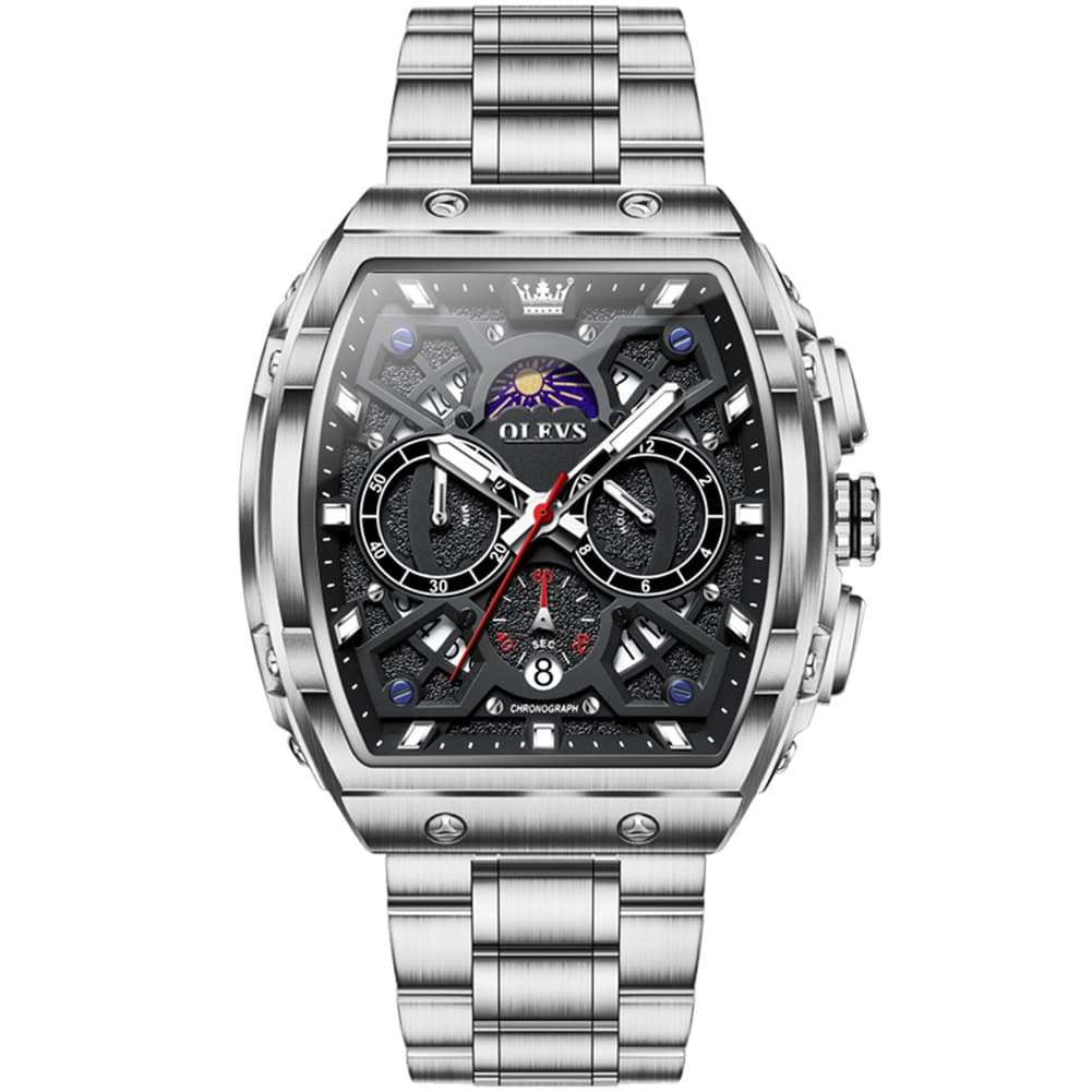 OLEVS 2942 Tonneau Dual Time Quartz Watch for Men