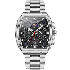 OLEVS 2942 Tonneau Dual Time Quartz Watch for Men