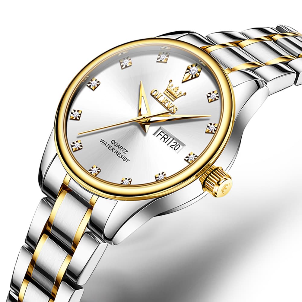 OLEVS 3612 Diamond Dial Quartz Steel Watch for Women