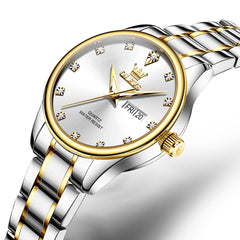 OLEVS 3612 Diamond Dial Quartz Steel Watch for Women