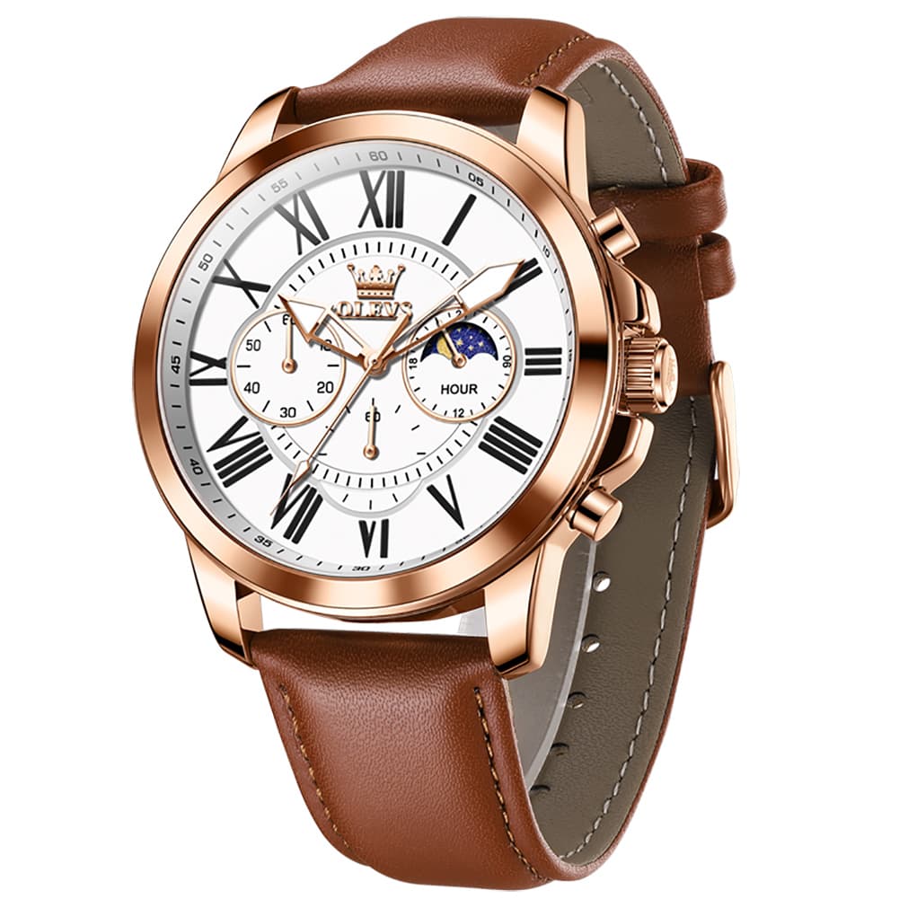 OLEVS 3632 Large Dial Multifunction Quartz Watch for Men